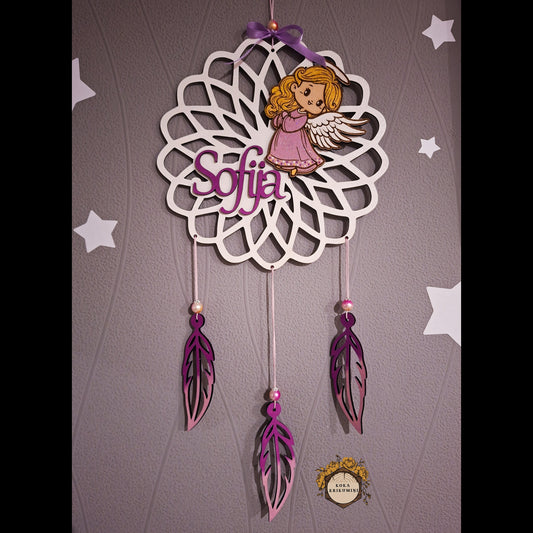 Personalizēts koka sienas dekors "Eņģelītis" ar vārdu